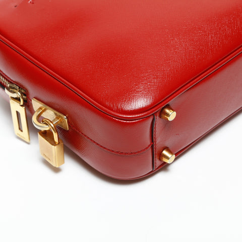 PRADA Saffiano Leather 2-Way Boston Bag Handbag Red WS23279