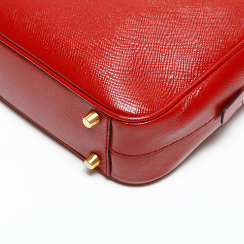 PRADA Saffiano Leather 2-Way Boston Bag Handbag Red WS23279