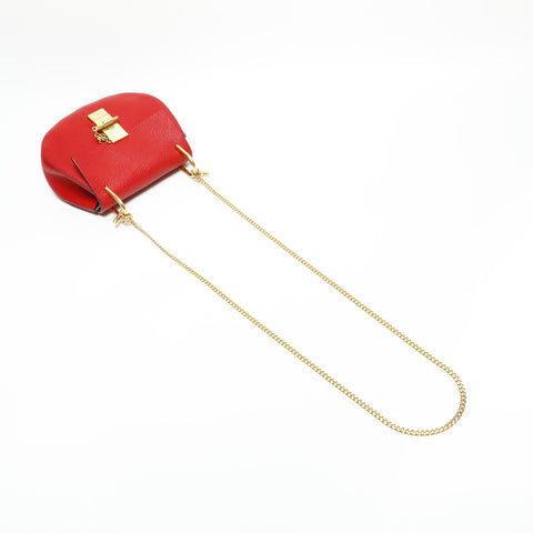 Chloe Leather Mini Drew Shoulder Bag Red WS23280