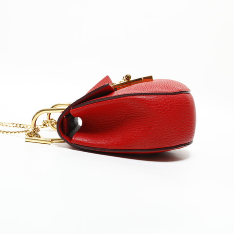 Chloe Leather Mini Drew Shoulder Bag Red WS23280
