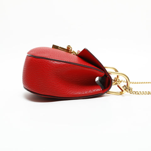 Chloe Leather Mini Drew Shoulder Bag Red WS23280