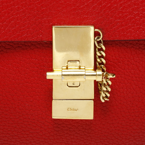 Chloe Leather Mini Drew Shoulder Bag Red WS23280