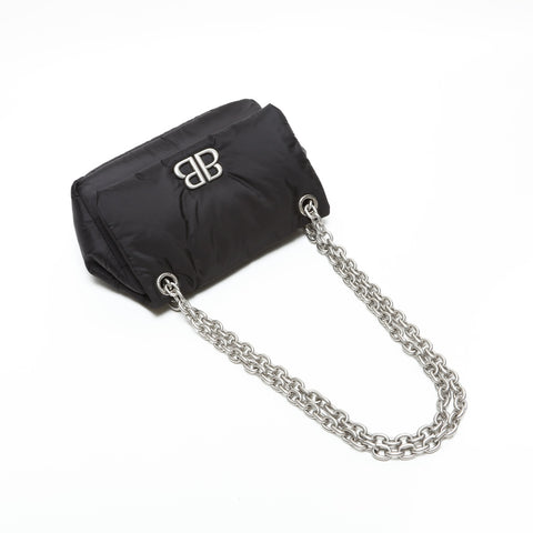 BALENCIAGA Eco Nylon Monaco Chain Padded Mini Bag Shoulder Bag black WS23281