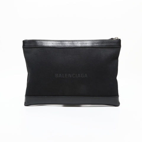 BALENCIAGA M Canvas Clip Logo Clutch Tasche schwarz WS23282