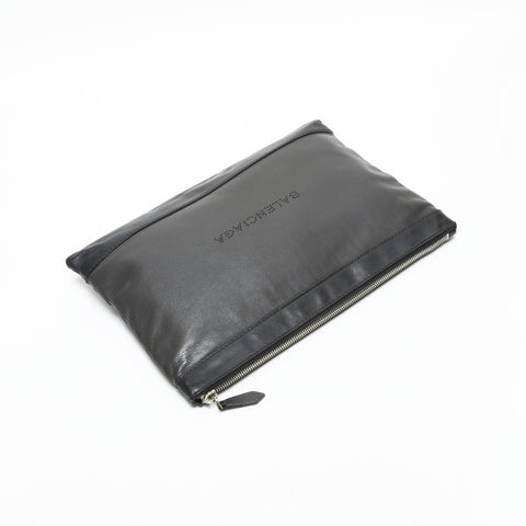 BALENCIAGA M Lederclip-Logo-Clutch-Tasche schwarz WS23283