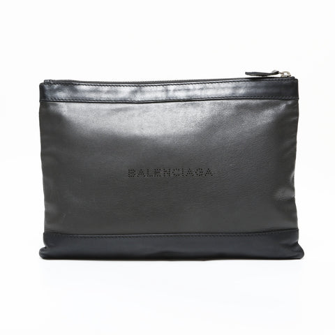 BALENCIAGA M Lederclip-Logo-Clutch-Tasche schwarz WS23283