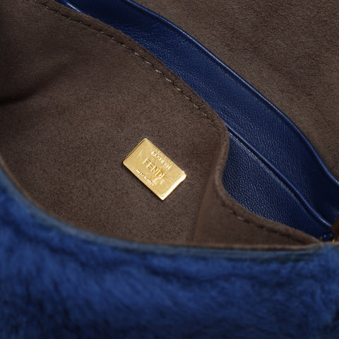 FENDI Boa fur mini mamma bucket Shoulder Bag blue WS23284