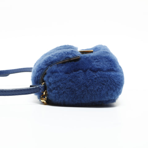 FENDI Boa fur mini mamma bucket Shoulder Bag blue WS23284