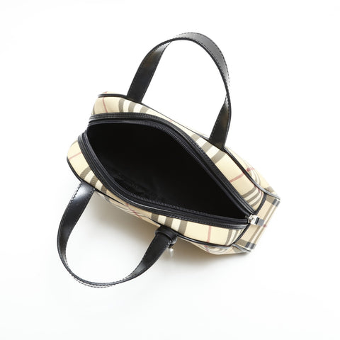 BURBERRY Nova Check PVC Bowling Bag Handbag beige WS23286
