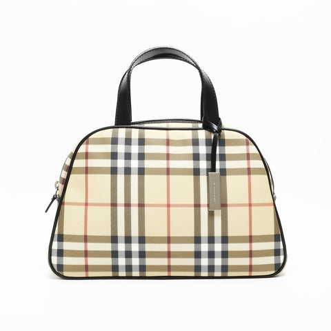 BURBERRY Nova Check PVC Bowling Bag Handbag beige WS23286