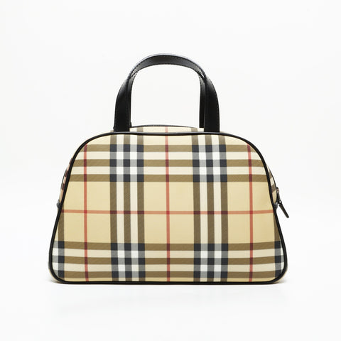 BURBERRY Nova Check PVC Bowling Bag Handbag beige WS23286