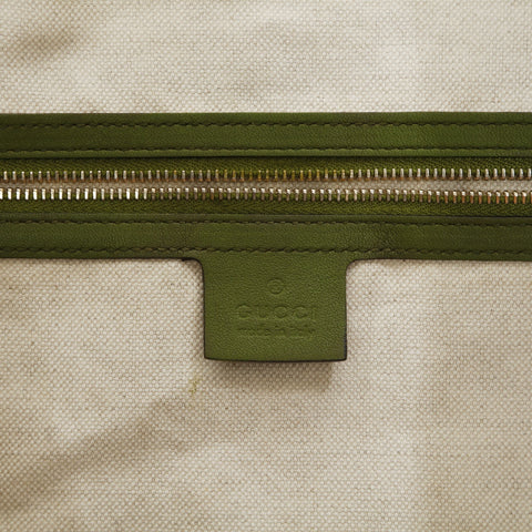 GUCCI GG Supreme Green Leather PVC Tote Bag beige WS23288