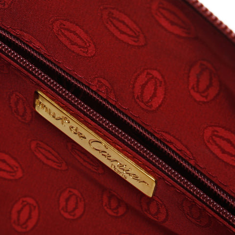 CARTIER Leather Boston Bag Must Do Handbag Red WS23290