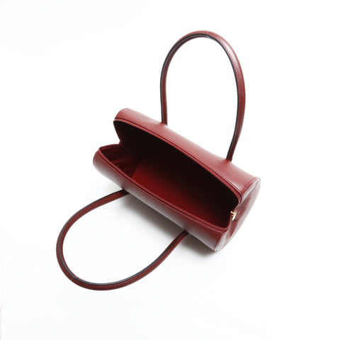 CARTIER Leather Boston Bag Must Do Handbag Red WS23290