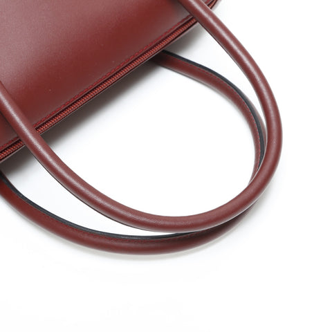 CARTIER Leather Boston Bag Must Do Handbag Red WS23290