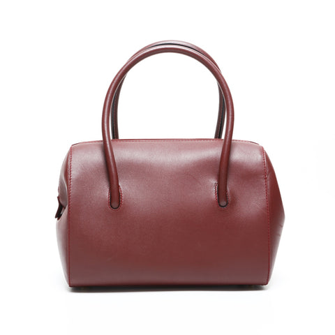CARTIER Leather Boston Bag Must Do Handbag Red WS23290