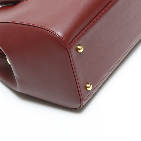 CARTIER Leather Boston Bag Must Do Handbag Red WS23290