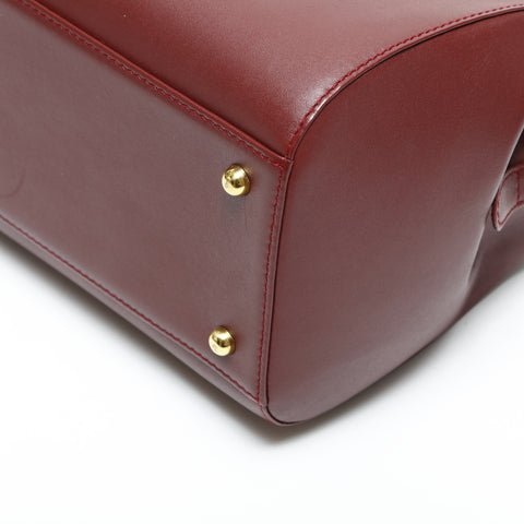 CARTIER Leather Boston Bag Must Do Handbag Red WS23290