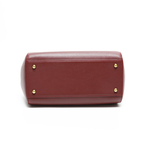 CARTIER Leather Boston Bag Must Do Handbag Red WS23290