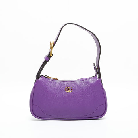 GUCCI Mini Hobo Aphrodite Leather Shoulder Bag purple WS23292