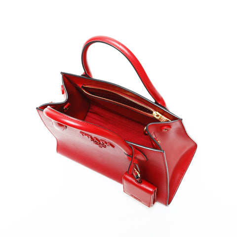 PRADA Monochrome Leather 2way Handbag Red WS23293