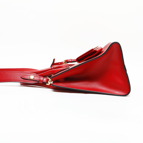 PRADA Monochrome Leather 2way Handbag Red WS23293