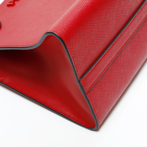 PRADA Monochrome Leather 2way Handbag Red WS23293