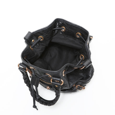 BALENCIAGA Giant Leather 2way Bonbon Shoulder Bag black WS23297