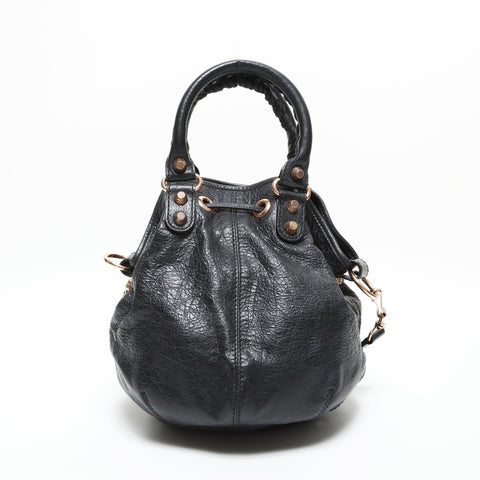 BALENCIAGA Giant Leather 2way Bonbon Shoulder Bag black WS23297