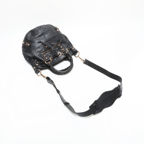 BALENCIAGA Giant Leather 2way Bonbon Shoulder Bag black WS23297