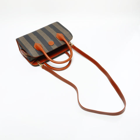 FENDI Pecan Boston PVC 2way Handbag Brown WS23298