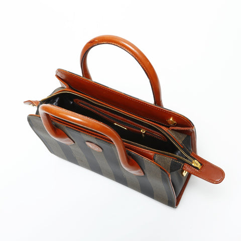 FENDI Pecan Boston PVC 2way Handbag Brown WS23298