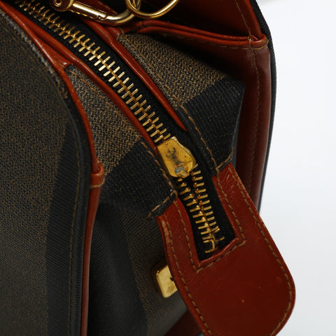 FENDI Pecan Boston PVC 2way Handbag Brown WS23298