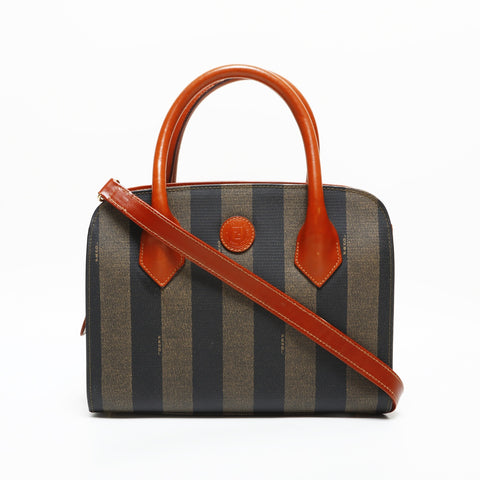 FENDI Pecan Boston PVC 2way Handbag Brown WS23298