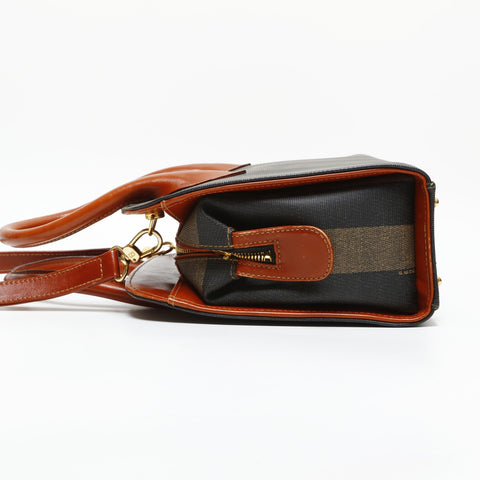 FENDI Pecan Boston PVC 2way Handbag Brown WS23298