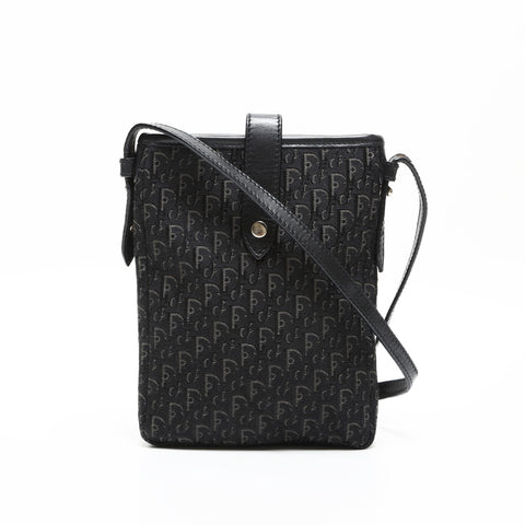 Christian Dior Trotter Canvas Phone Case Shoulder Bag black WS23300