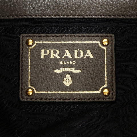 PRADA Logo embossed leather one belt Shoulder Bag gray WS23301