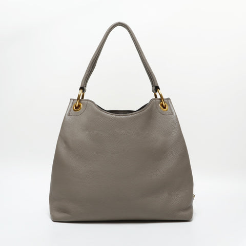 PRADA Logo embossed leather one belt Shoulder Bag gray WS23301