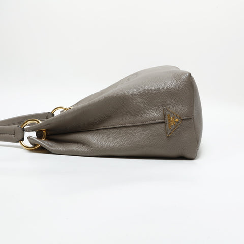 PRADA Logo embossed leather one belt Shoulder Bag gray WS23301