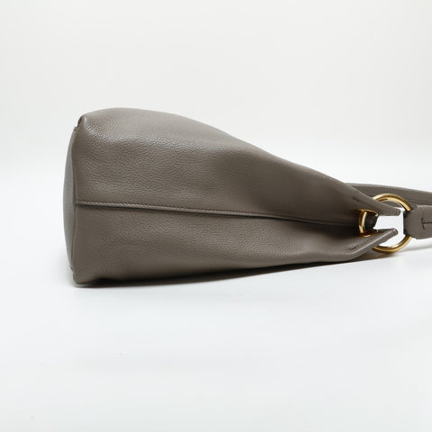 PRADA Logo embossed leather one belt Shoulder Bag gray WS23301