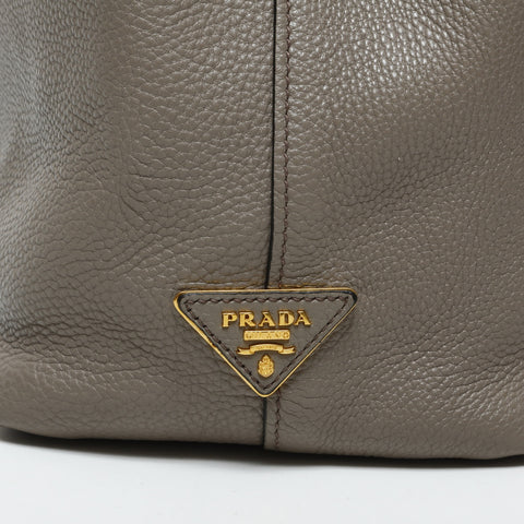 PRADA Logo embossed leather one belt Shoulder Bag gray WS23301