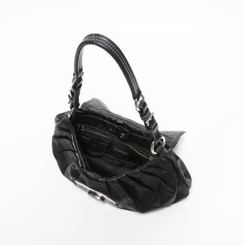 PRADA leather Shoulder Bag black WS23302