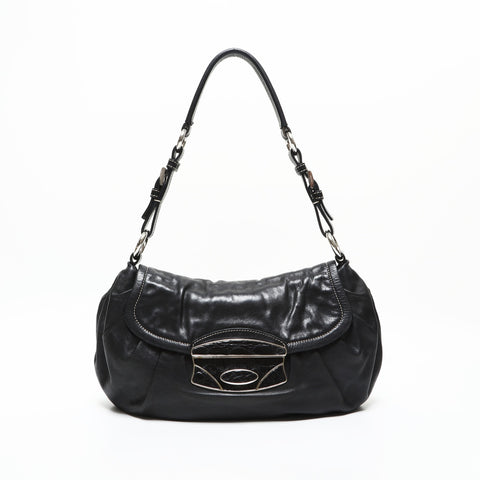 PRADA leather Shoulder Bag black WS23302