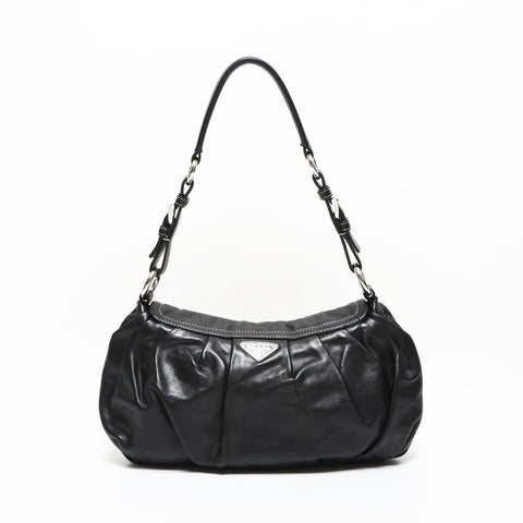 PRADA leather Shoulder Bag black WS23302