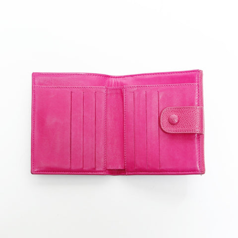 CHANEL No. 4 Caviar Skin 1996-1997 COCO Mark Tri-fold wallet pink WS23305