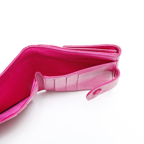 CHANEL No. 4 Caviar Skin 1996-1997 COCO Mark Tri-fold wallet pink WS23305
