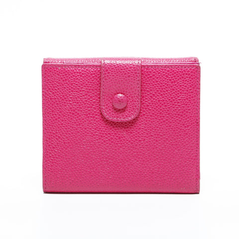 CHANEL No. 4 Caviar Skin 1996-1997 COCO Mark Tri-fold wallet pink WS23305