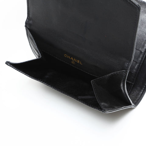 CHANEL No. 5 Caviar Skin 1997-1999 COCO Mark Tri-fold wallet black WS23308
