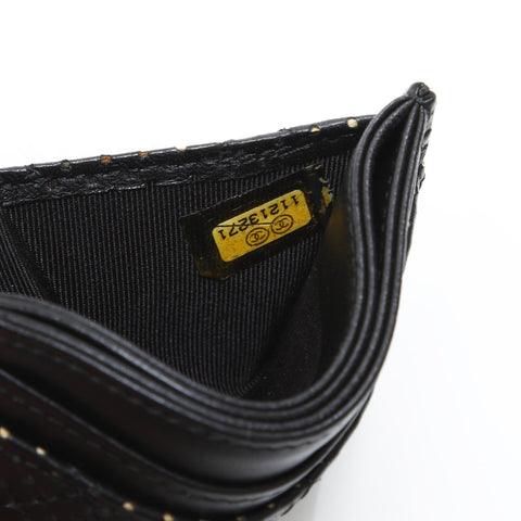 CHANEL Punched Leather Matelasse COCO Mark 11 Series 2006-2008 Card Case black WS23310