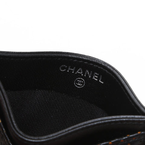 CHANEL Punched Leather Matelasse COCO Mark 11 Series 2006-2008 Card Case black WS23310